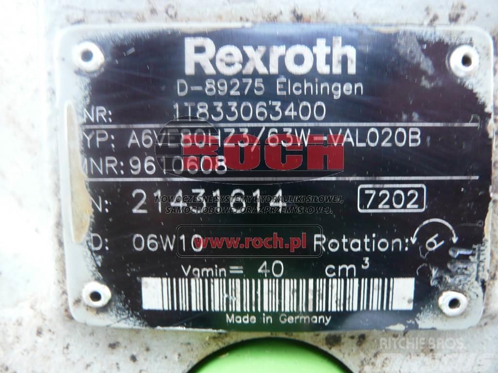 Rexroth A6VE80HZ3/63W-VAL020B 9610608 1T833063400 Dzinēji
