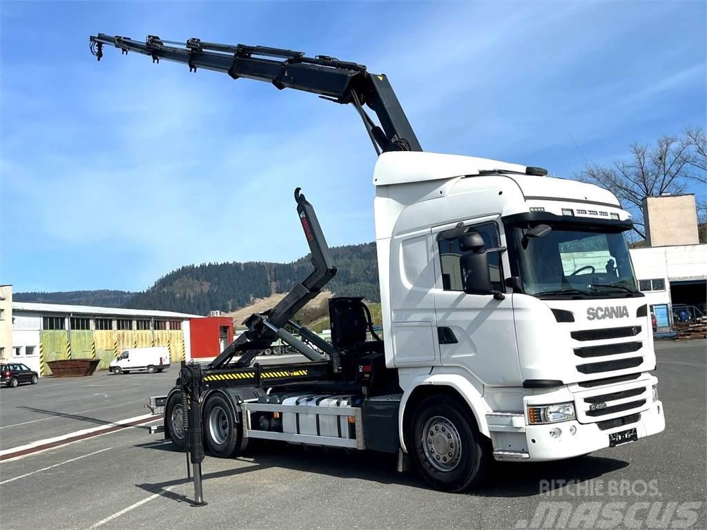 Scania G490, 10/2015, 6x2, Crane hook lift, Hiab 244 - 5  Treileri ar āķi