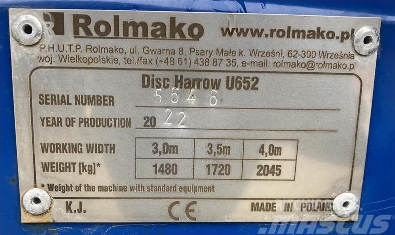 Rolmako U-652 Disku lobītāji/ecēšas